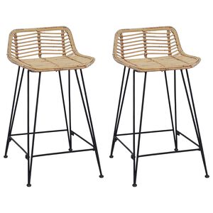 vidaXL Barski stol 2 pcs Naravna 44 x 45 x 76 cm Rattan in jeklo