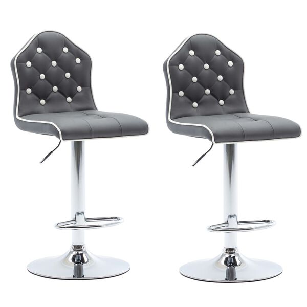 vidaXL Barski stolčki 2 kosa sivo umetno usnje