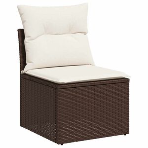 vidaXL Vrtna sedežna garnitura s shranjevanjem 7 pcs Rjava Poly ratan