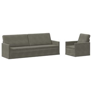 vidaXL Kavčna garnitura 2 pcs Svetlo siva Žametna tkanina