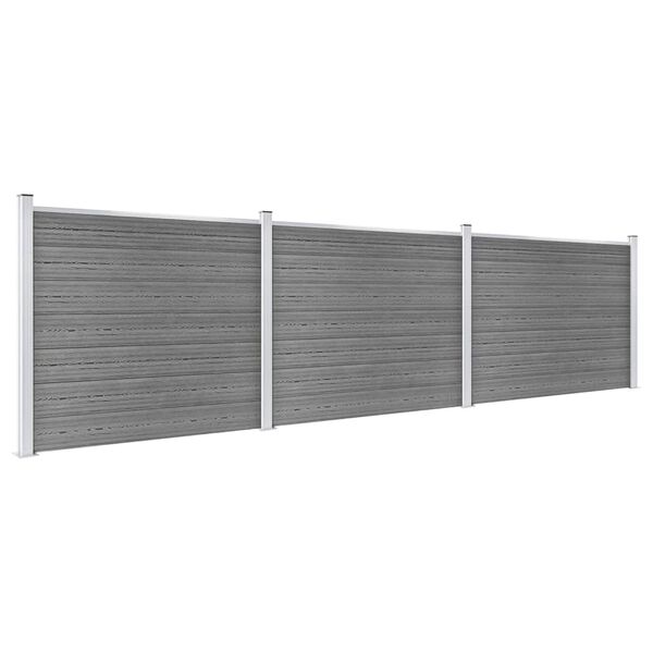 vidaXL Komplet ograjnih panelov WPC 526x146 cm siv