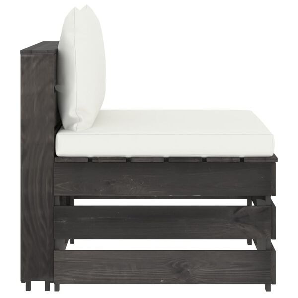 vidaXL Sekcijski sredinski kavč z blazinami siv impregniran les