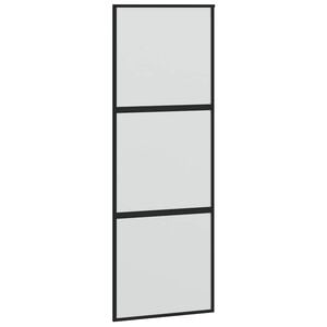vidaXL Drsna vrata črna 76x205 cm kaljeno steklo in aluminij
