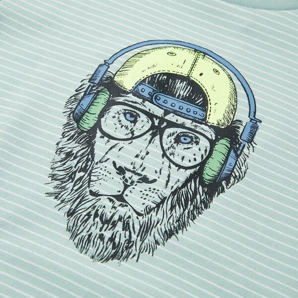 Otroška majica s kratkimi rokavi s črtami svetlo mint 104