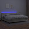 vidaXL Box spring postelja z vzmetnico LED krem 200x200cm umetno usnje