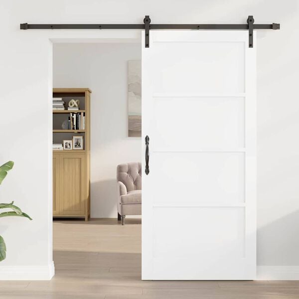 vidaXL Drsna vrata Bela 93 x 202 cm Masivno borovo les