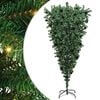 vidaXL Obrnjen umetni praznični drevesec s setom kroglic Zelena 210 cm