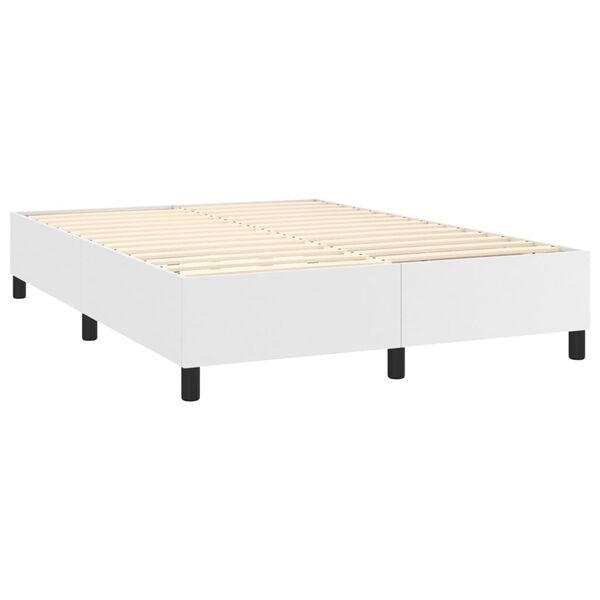 vidaXL Box spring postelja z vzmetnico bel 140x190 cm umetno usnje