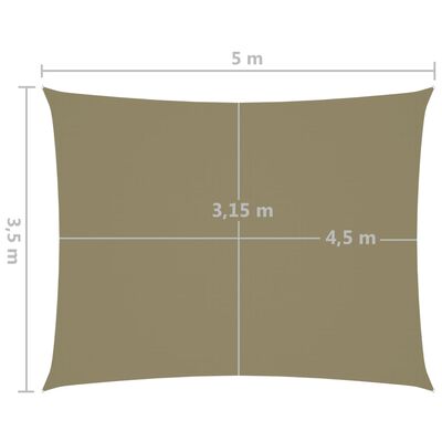 vidaXL Senčno jadro oksford blago pravokotno 3,5x5 m bež