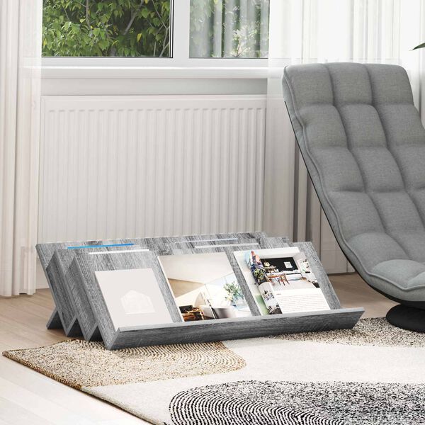 vidaXL Regal za revije Siva Sonoma 90 x 53 x 28,5 cm Konstruiran les