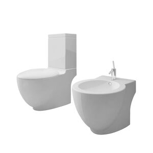 Set Bela Keramična WC &Scaron;koljka in Bide