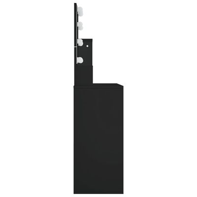 vidaXL Toaletna mizica z LED črna 86,5x35x136 cm