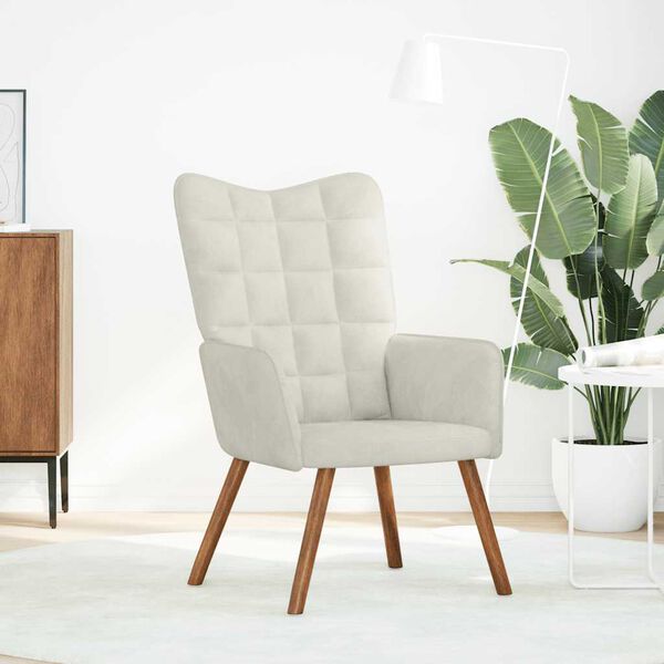 vidaXL Relaksacijski stol Cream Velvet