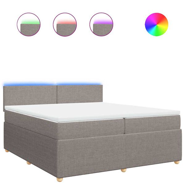 vidaXL Box spring postelja z vzmetnico taupe 200x200 cm blago