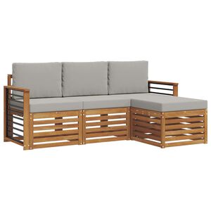 vidaXL Zunanja garnitura za sedenje 4 pcs Naravna in svetlo siva