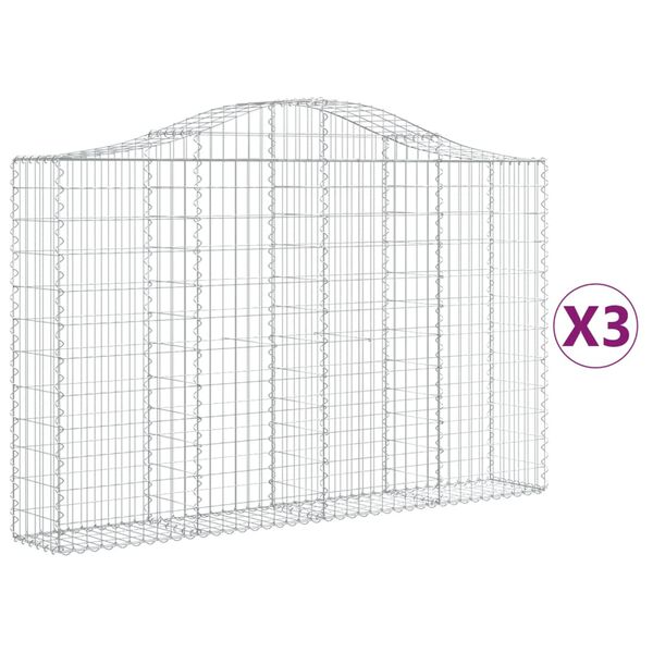 vidaXL Obokane gabion ko&scaron;are 3 kosi 200x30x120/140 cm pocinkano železo