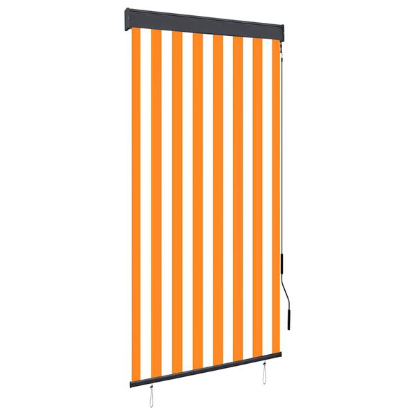 vidaXL Zunanje rolo senčilo 80x250 cm belo in oranžno