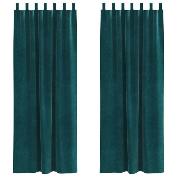 vidaXL Zatemnitvene zavese 2 pcs Temno zelena 140 x 260 cm Žamet