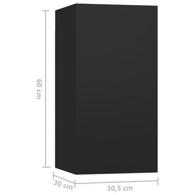 vidaXL TV omarice 7 kosov črne 30,5x30x60 cm iverna plošča