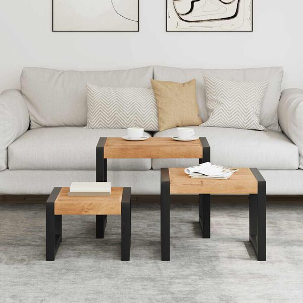 vidaXL Komplet mizic 3 kosi trden les s finišem iz palisandra