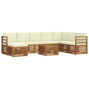 vidaXL Zunanja garnitura za sedenje z blazino 9 pcs Naravna in smetana