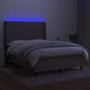 vidaXL Box spring postelja z vzmetnico LED taupe 140x200 cm blago