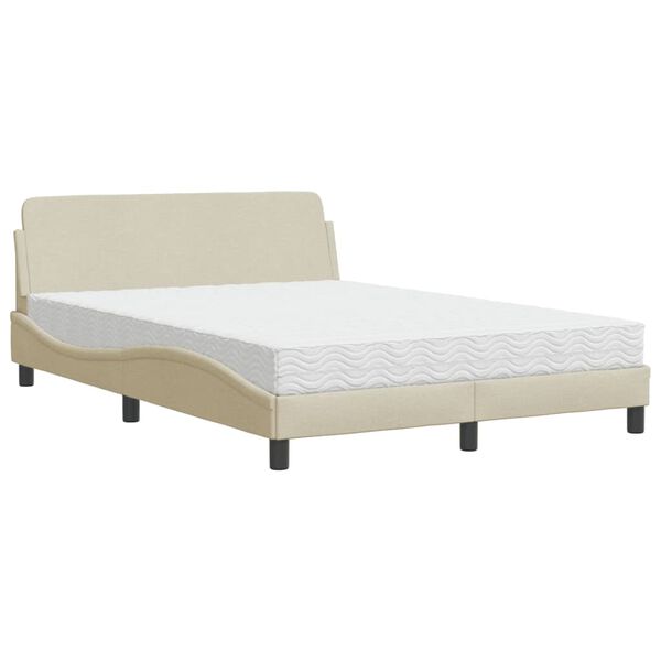 vidaXL Postelja z vzmetnico Dover krem 140x190 cm blago
