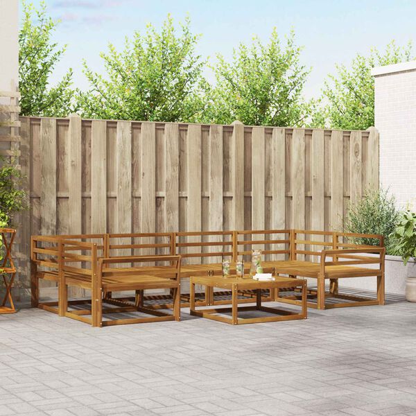 vidaXL Zunanja garnitura za sedenje 7 pcs Naravna Masiven les akacije