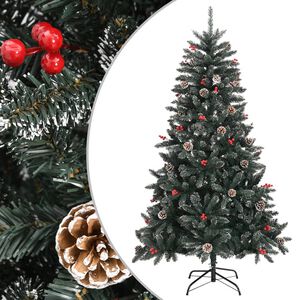 vidaXL Umetna novoletna jelka s stojalom zelena 150 cm PVC