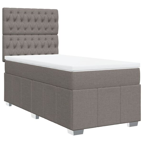 vidaXL Box spring postelja z vzmetnico taupe 90x190 cm blago