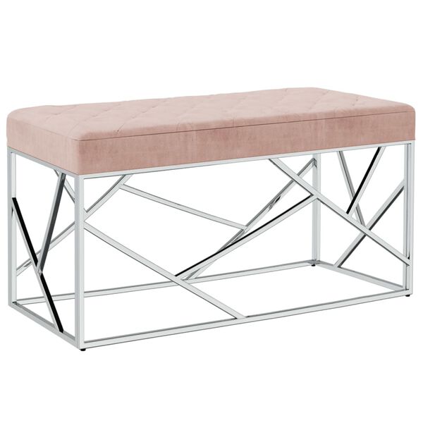 vidaXL Klop 97 cm roza žametno blago in nerjaveče jeklo