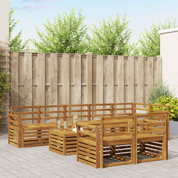 vidaXL Sedežne garniture 9 pcs Naravna Masiven les akacije