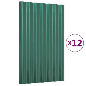 vidaXL Stre&scaron;ne plo&scaron;če 12 kosov cinkano jeklo zelene 60x36 cm