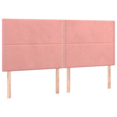 vidaXL Box spring postelja z vzmetnico roza 160x200 cm žamet