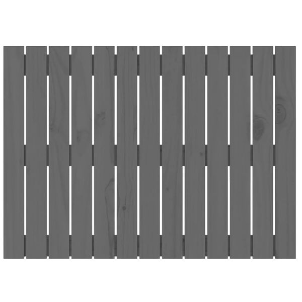vidaXL Stensko posteljno vzglavje sivo 82,5x3x60 cm trdna borovina