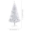 vidaXL Umetna osvetljena novoletna jelka z bunkicami srebrna 120cm PET