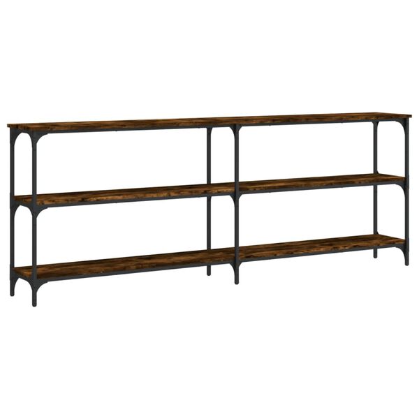 vidaXL Konzolna mizica dimljen hrast 200x29x75 cm inženirski les