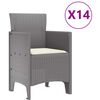 vidaXL Komplet za jedilnico v vrtu 15 pcs Svetlo siva Polt rattan