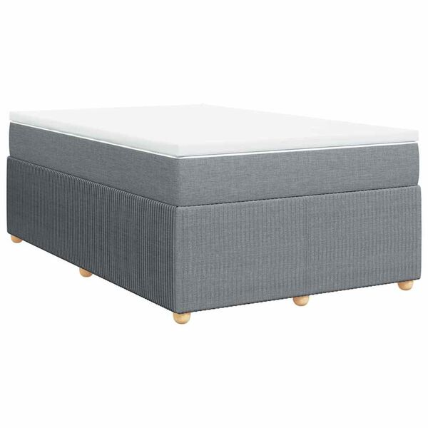 vidaXL Boxspring postelja z vzmetnico svetlo siva 120x190 cm blago