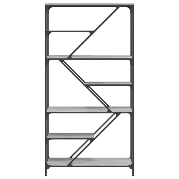 vidaXL Knjižna polica siva sonoma 91x36x176 cm inž. les in jeklo
