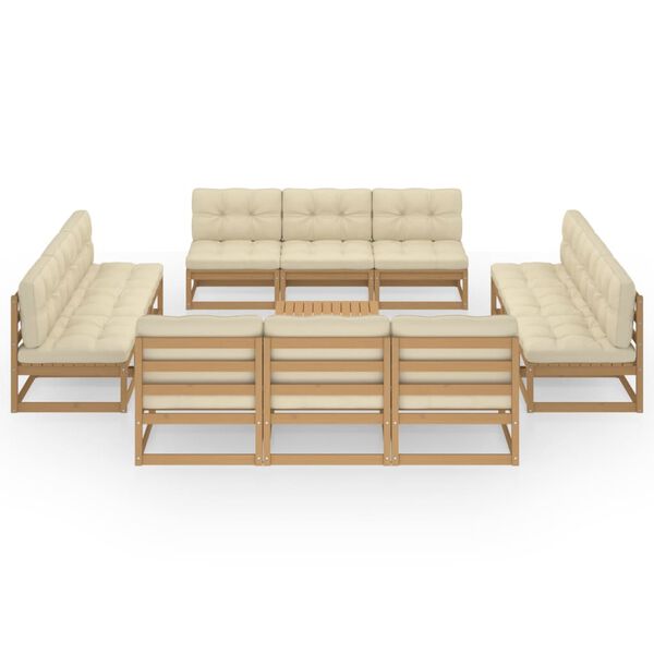 vidaXL Vrtna sedežna garnitura 13-delna z blazinami trdna borovina