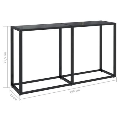vidaXL Konzolna mizica črna 140x35x75,5 cm kaljeno steklo