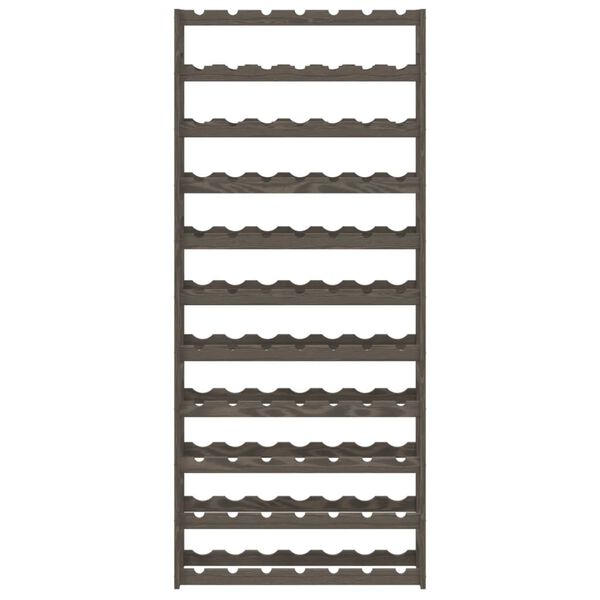 vidaXL Stojalo za vino za 77 steklenic siva trdna borovina