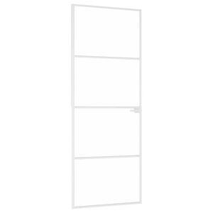 vidaXL Notranja vrata bela 76x201,5 cm kaljeno steklo aluminij tanka
