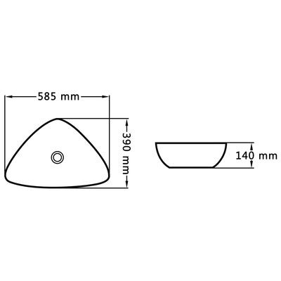 vidaXL Umivalnik 58,5x39x14 cm keramičen črn