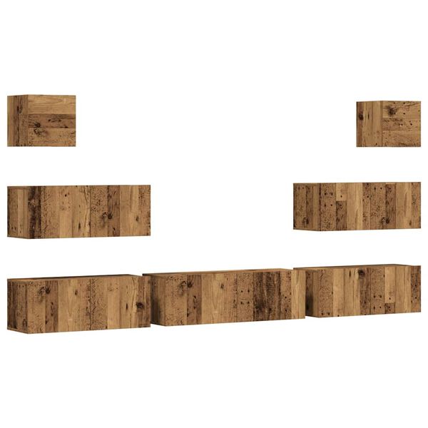 vidaXL TV omara 7-delna stenski stari lesni inženirski les