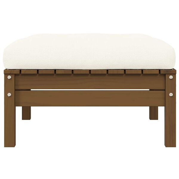 vidaXL Vrtni kavč dvosed s krem blazinami trdna borovina