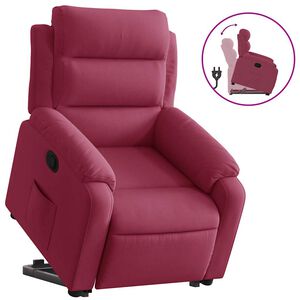 vidaXL Naslanjač s funkcijo vstajanja vinsko rdeč žamet