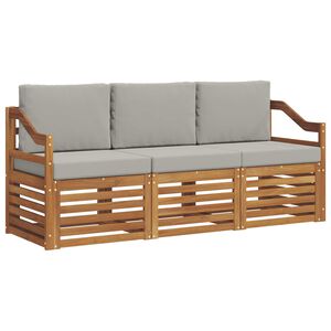 vidaXL Sedežne garniture z blazino 3 pcs Naravna in svetlo siva