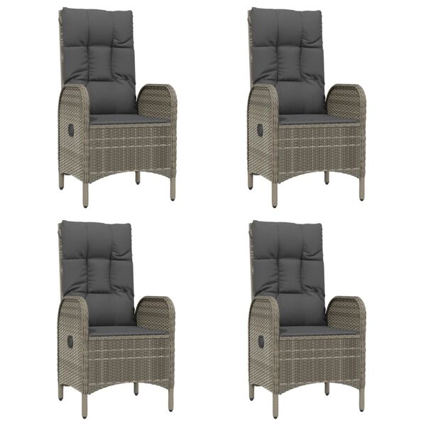 vidaXL Vrtna jedilna garnitura 5-delna z blazinami črno-siv poli ratan